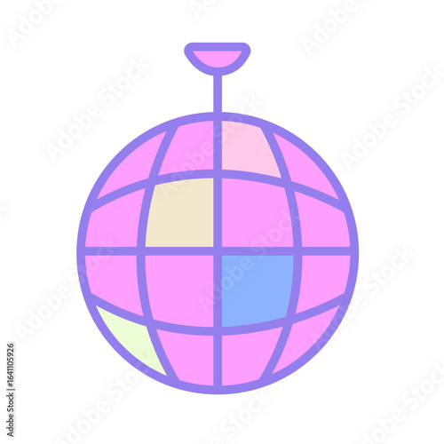 Shiny Disco Ball in Pastel Colors for Kpop Dance Party and Music Festival Designs.