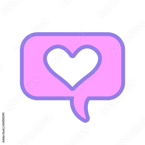 Vector pastel speech bubble with heart symbol, representing love, messages or fan comments. Great for social media icons, fan art, K-pop design kits or mobile sticker sets.
