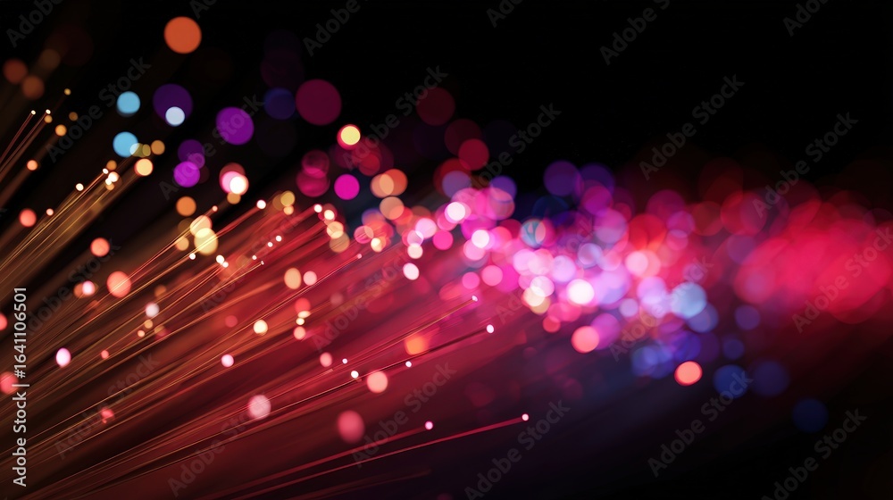 Fototapeta premium Glowing Fiber Optic cable transmitting data – abstract Background