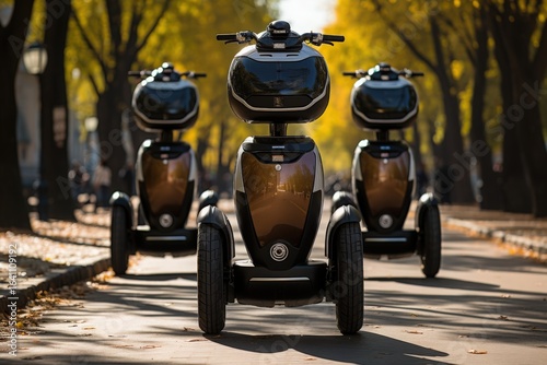 A segway tour group in a city park