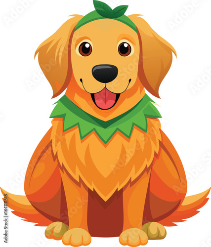 Pet Halloween Party Adorable Golden Retriever Pumpkin Costume