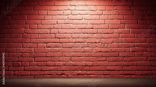 Red Brick Wall Texture Background with Spotlight, Perfect for Product Mockups or Presentation Backdrops