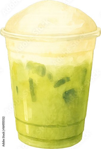 Watercolor Iced Matcha Latte