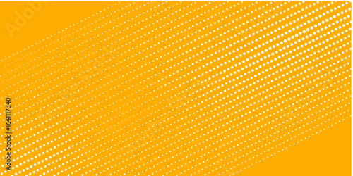 Yellow orange halftone pattern. Retro comic gradient background. Square pixilated dot cartoon texture. Pop art faded gradient pattern. Vector backdrop.