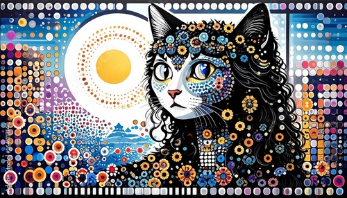 Minimalist tattoo-style line art. Big brown eyes, freckles, braided long waves.