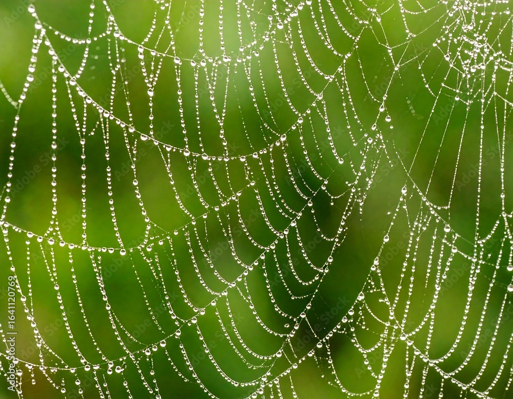 Naklejka premium Dew-kissed spiderweb intricate design