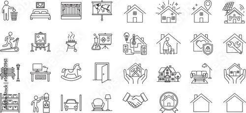 Home, Lifestyle, and Real Estate Line Icons
