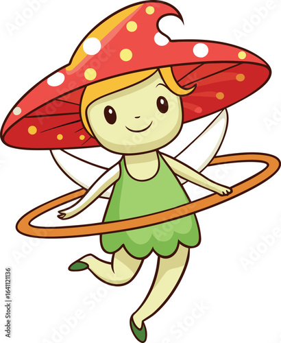 Spooky but Sweet Characters Cute Fairy with Mushroom Hat...
