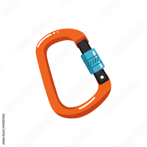 Orange Carabiner Climbing Gear Vector Illustration