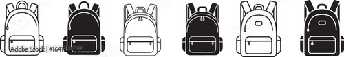 Backpack Icon Set, Outline and Solid Vector Designs