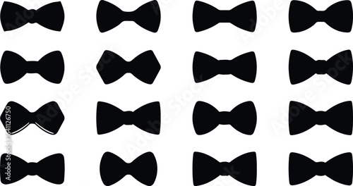 Bow Tie Silhouette Vector Set – Formal Wear, Accessories, Fashion, Clothing, Elegant, Classic Style, Neckwear, Suit, Party, Groom, Black Tie, Celebration, Dapper, Gentlemen, Graphic