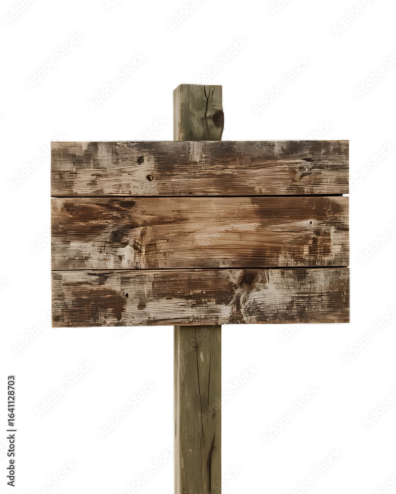 Fototapeta premium Weathered Wooden Sign on a Post for mockup