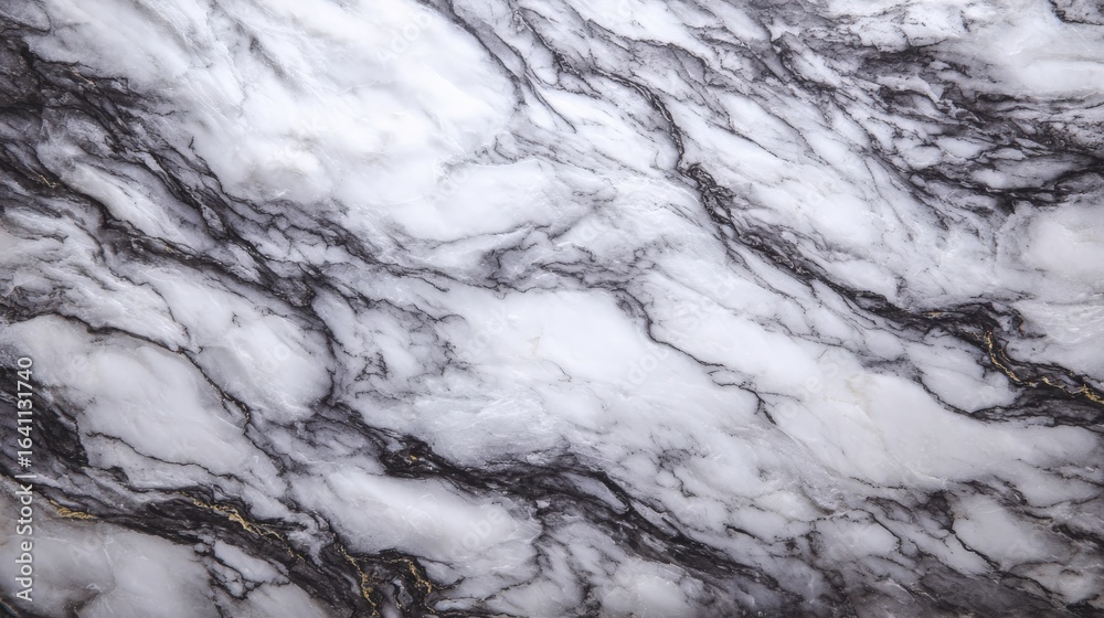 Fototapeta premium Elegant black and white marble surface with intricate veining patterns.