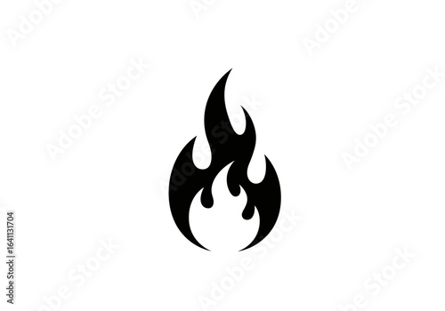 Black flame design with a stylized upwardpointing shape
