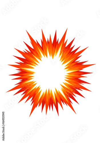 A starburst of jagged orange and yellow shapes radiating from a central white void