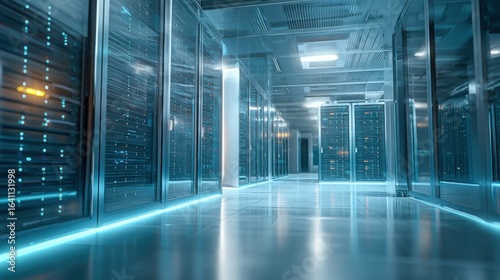 Wallpaper Mural Data Center Server Room: Network Infrastructure and IT Equipment for Cloud Computing Torontodigital.ca