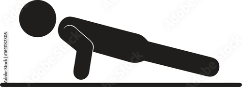 Isolated sport pictogram, push up on a mattress, gym, health, fitness icon
