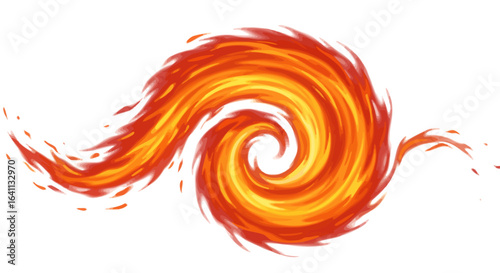 Swirling flames depicted as an orangeyellow spiral