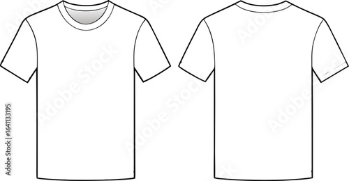 Vector art of white tshirt front and back view isolated on white background for mockup design
