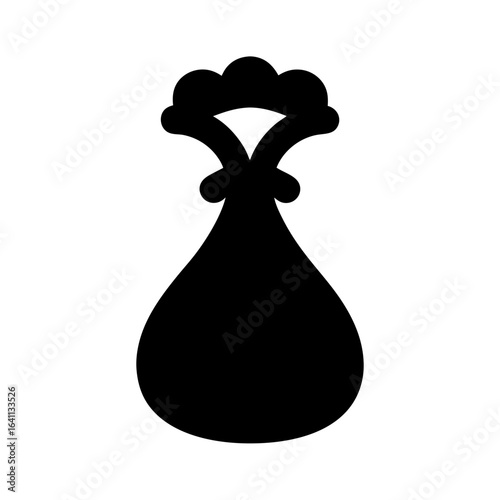 Stylized Moneybag or Pouch with a knotted Top in Black and White