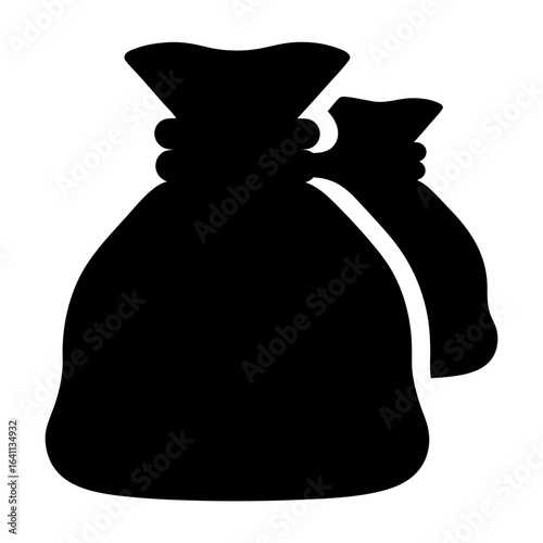Silhouette of two sacks filled with treasure or other valuable items