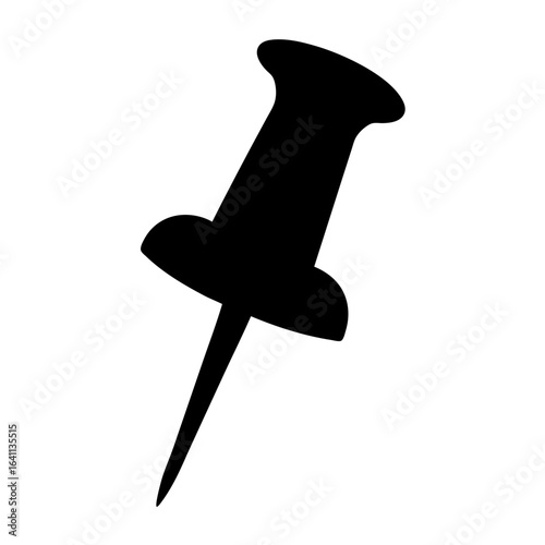 Simple black and white illustration of a push pin for memo boards
