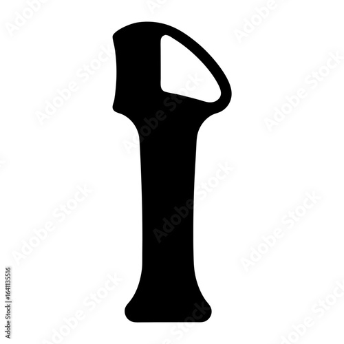 Abstract black silhouette of a letter P with an unconventional form