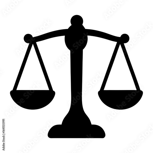 Abstract black and white illustration of a scale of justice and fairness