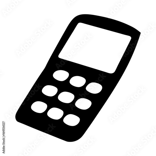 Simplified black and white illustration of a vintage corded telephone handset