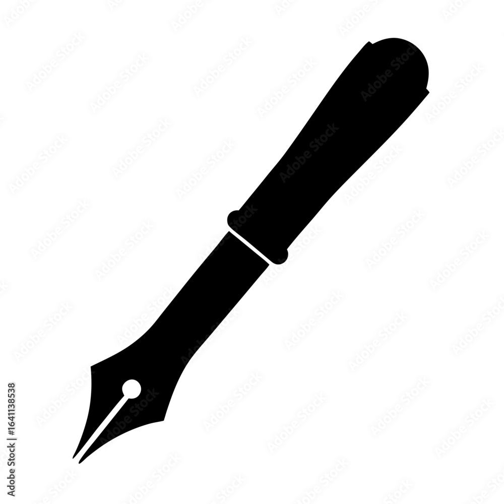 Fototapeta premium Classic Black Ink Fountain Pen Illustration For Calligraphy And Writing Projects