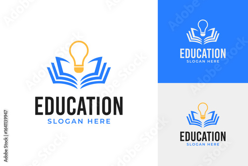 Education book bulb logo design template vector illustration