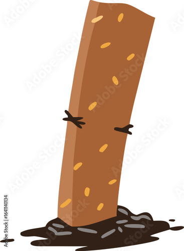 Isolated illustration of tobacco cigarette butts extinguished with ashes, cigarette butts extinguished with ashes for no smoking area sign template
