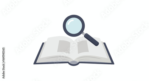 Explore new knowledge with a magnifying glass and an open book for research and study success