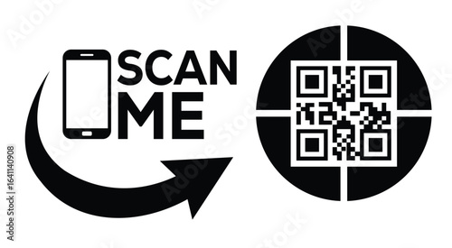 QR code scan icon set. Scan me frame. QR code scan for smartphone. QR code for mobile app, payment and identification. Vector illustration.