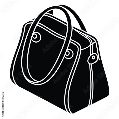Black duffel bag with white outline vector