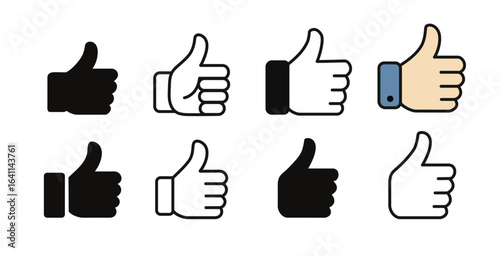 Thumb up icons set. Like icons vector pack.