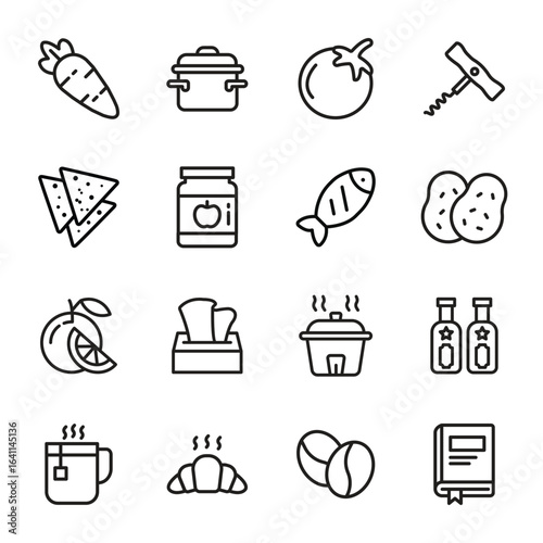 food and drink Vector Outline Icon. Set 3