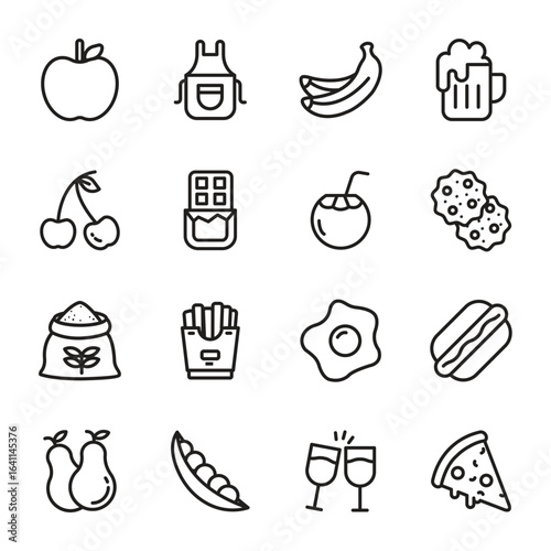 food and drink Vector Outline Icon. Set 1