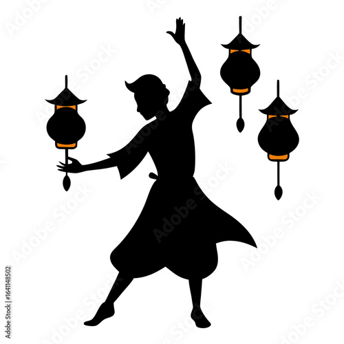 silhouette of a witch with broom
