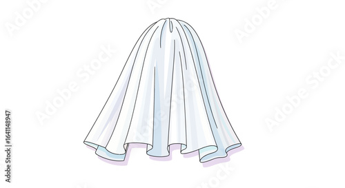 Illustration of a spectral white shroud figure with flowing fabric folds