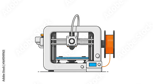 Isolated minimalist 3D printer vector illustration on a white background