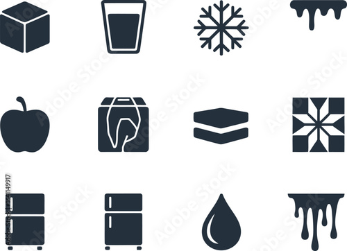 Modern minimalist dark gray food and beverage icons set.
