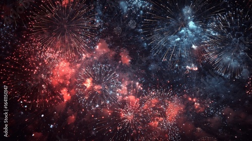 Vibrant Fireworks Illuminate the Sky: A Colorful Display of Light and Joy in a Festive Celebration Atmosphere