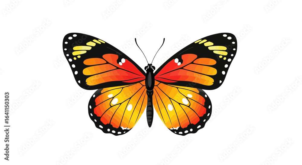 Obraz premium Striking monarch butterfly vector design with vibrant orange and yellow wings
