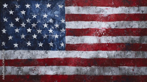 Abstract American Flag Artwork Capturing Symbols of Patriotism, Freedom, and National Identity in a Vibrant Canvas Painting of Stars and Stripes with Textured Brushstrokes