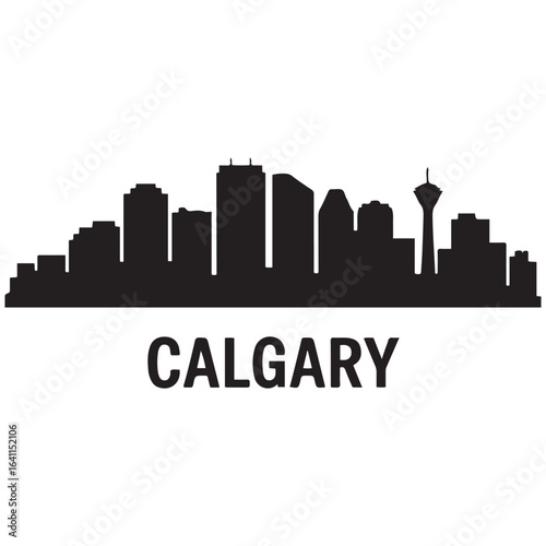 Calgary skyline silhouette. Landscape Calgary, Alberta. Vector illustration. Vector black silhouette. with white background.