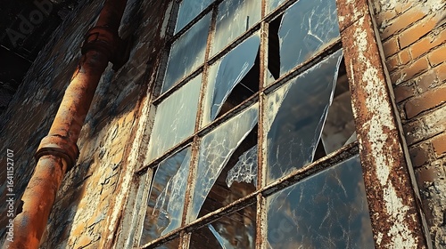 Wallpaper Mural Weathered window in aged brick structure Torontodigital.ca