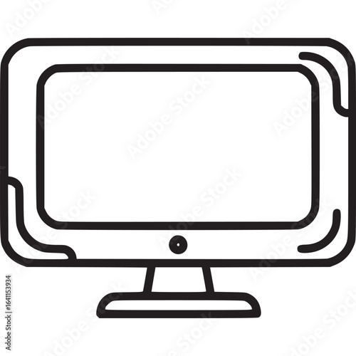 Monitor icon isolated on white background symbolizing a desktop computer screen for displaying digital information, video, and multimedia content in a modern and sleek design