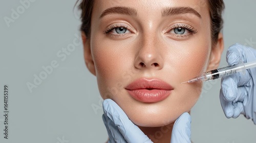4k video of a botox procedure. Concept of filler injection and anti aging.