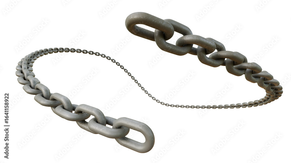 Obraz premium Curved Metal Chain Isolated on White Background for Industrial and Design Use